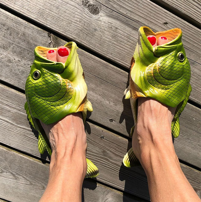 Funny fish slippers.