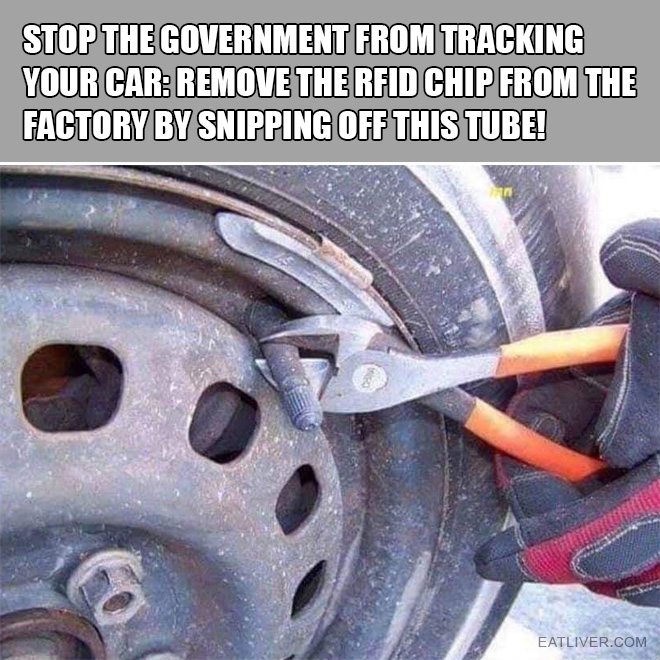 Stop the government from tracking your car: Remove the RFID chip from the factory by snipping off this tube!