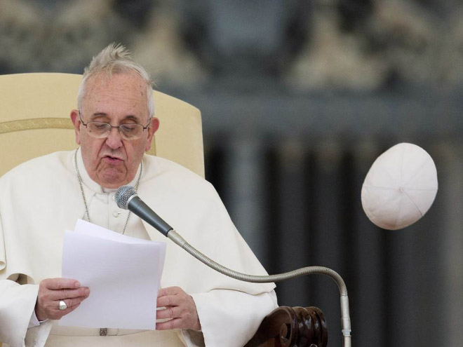 Pope vs. wind.