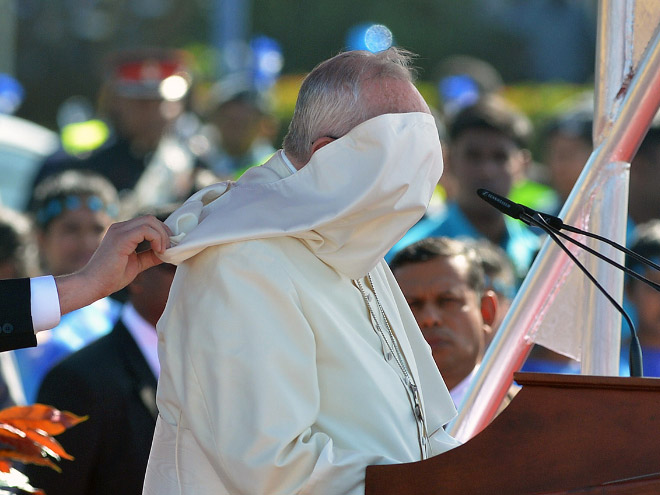 Pope vs. wind.