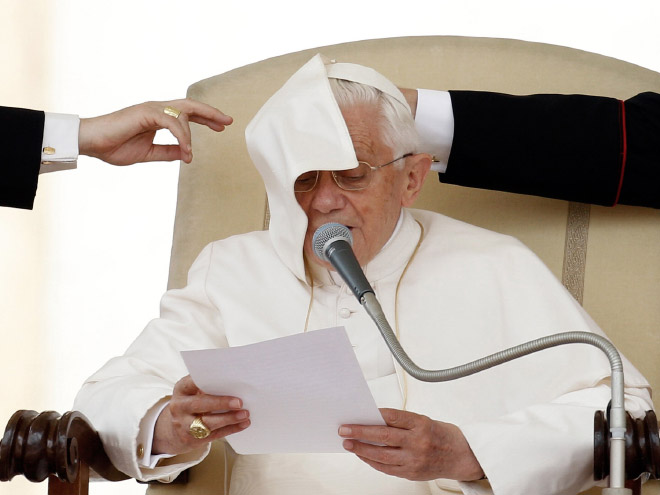 Pope vs. wind.