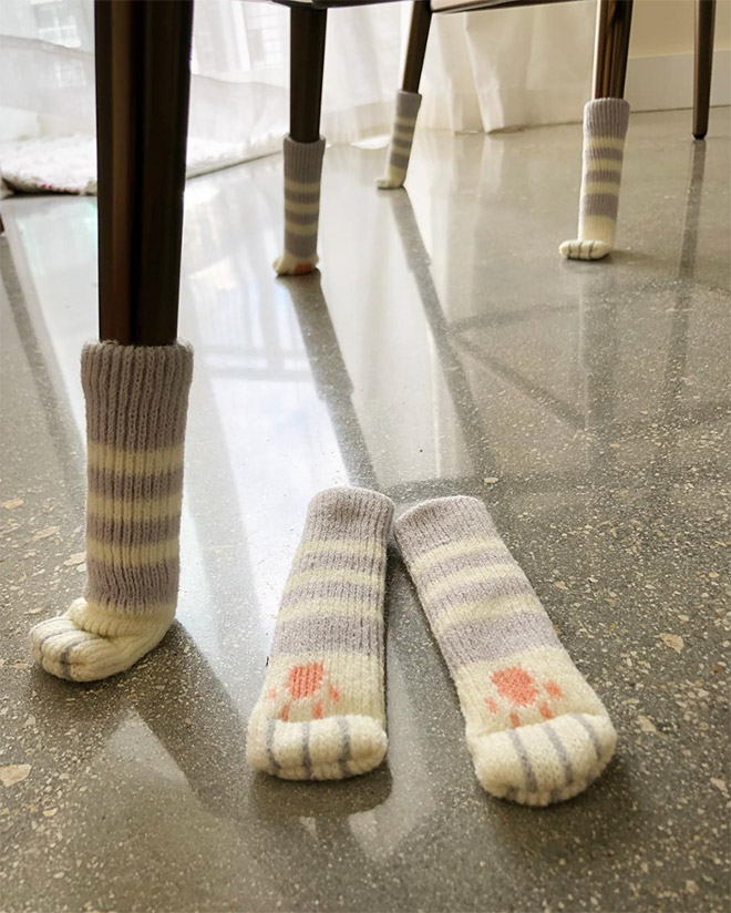 Cat paw chair socks.