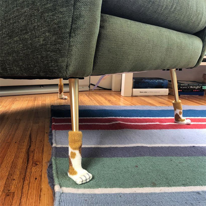 Cat paw chair socks.