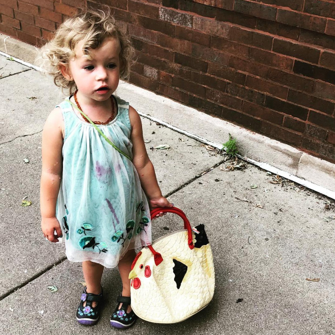 Rubber chicken purse.