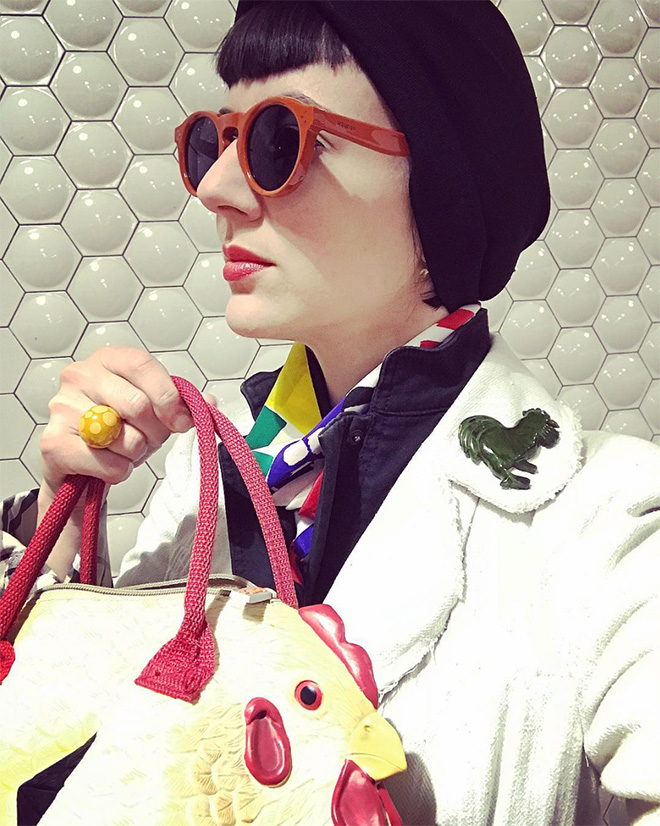 Rubber chicken purse.