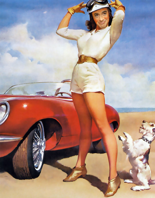 Robert Downey Jr. as a pin-up girl? Why not.