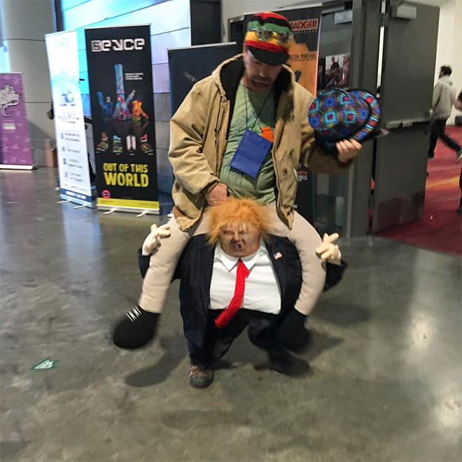 Hilarious Trump ride-on costume.