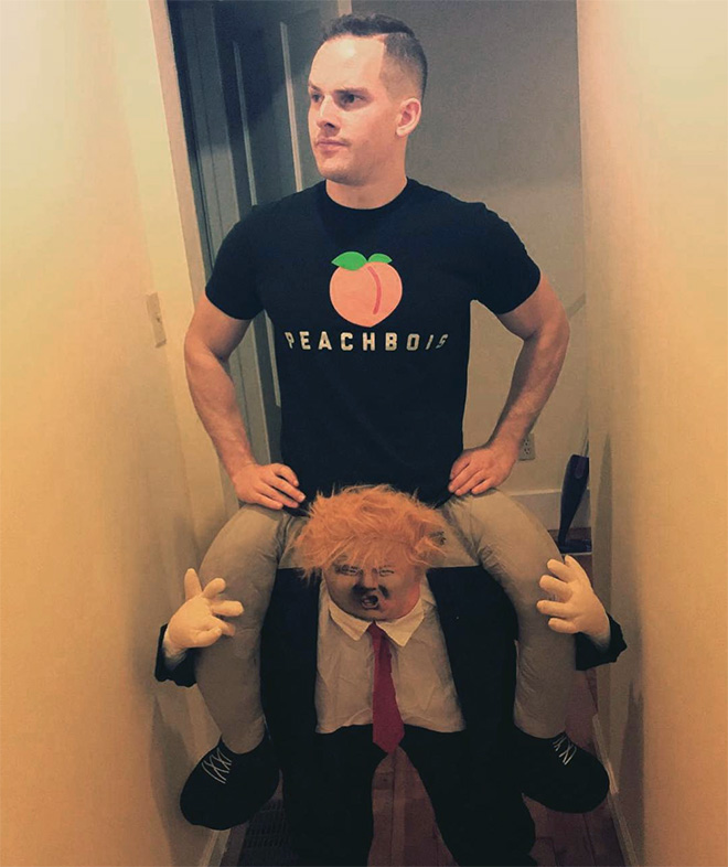 Hilarious Trump ride-on costume.