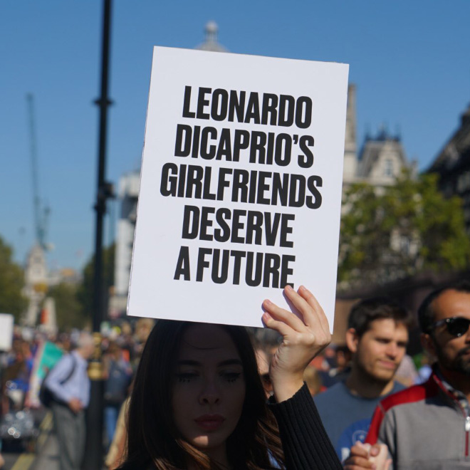 Funny climate change protest sign.