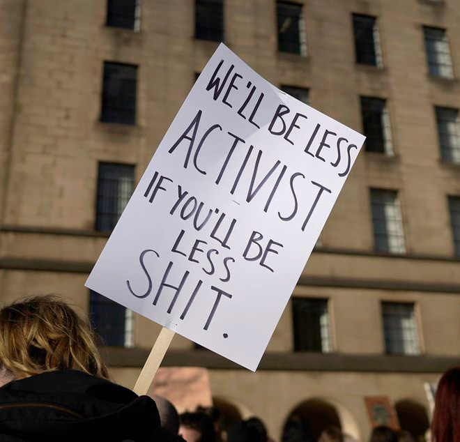 Funny climate change protest sign.