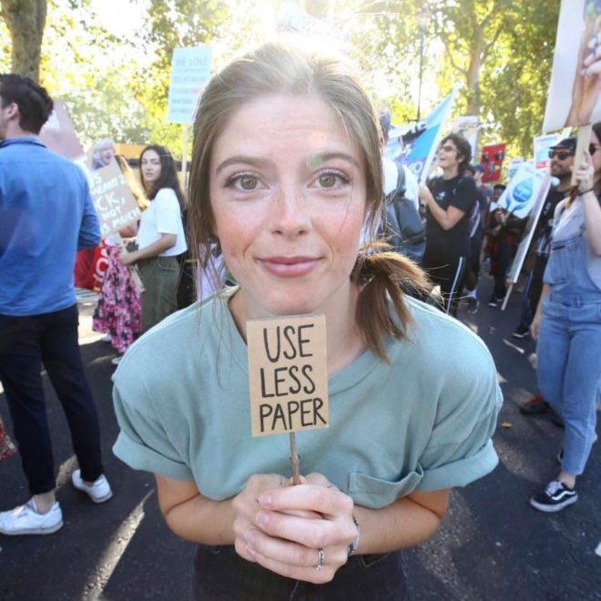 Funny climate change protest sign.