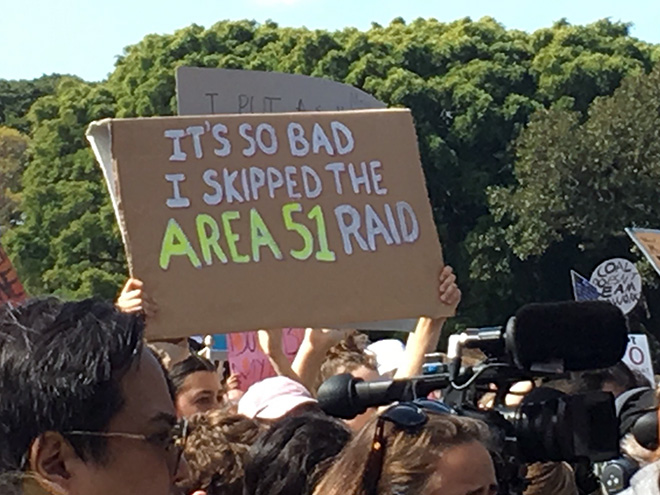 Funny climate change protest sign.