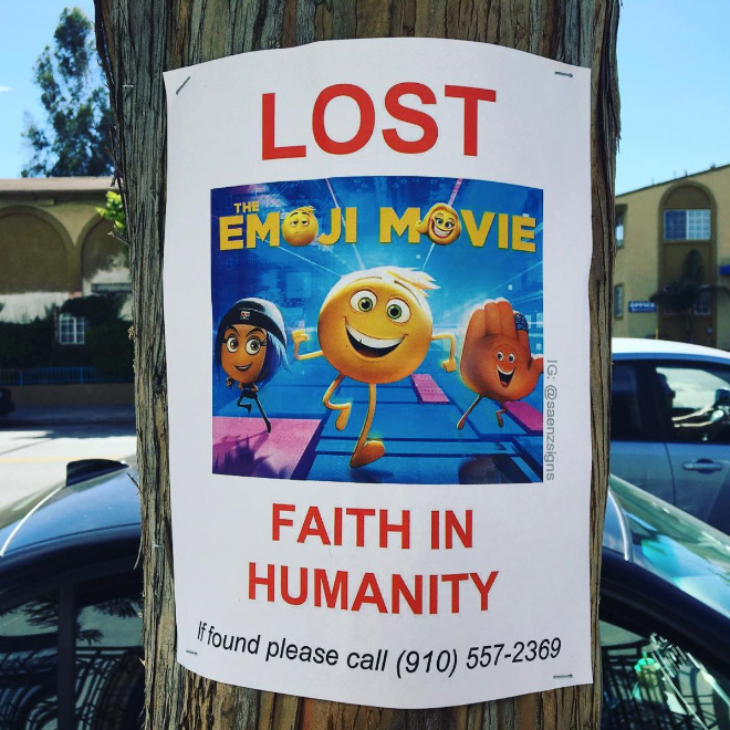 Clever fake poster by comedian Jason C. Saenz in California.