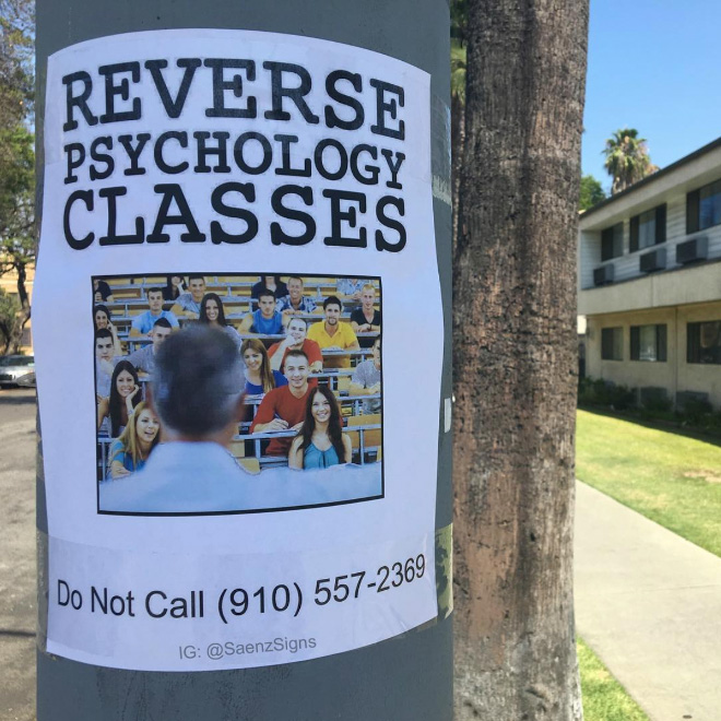 Clever fake poster by comedian Jason C. Saenz in California.