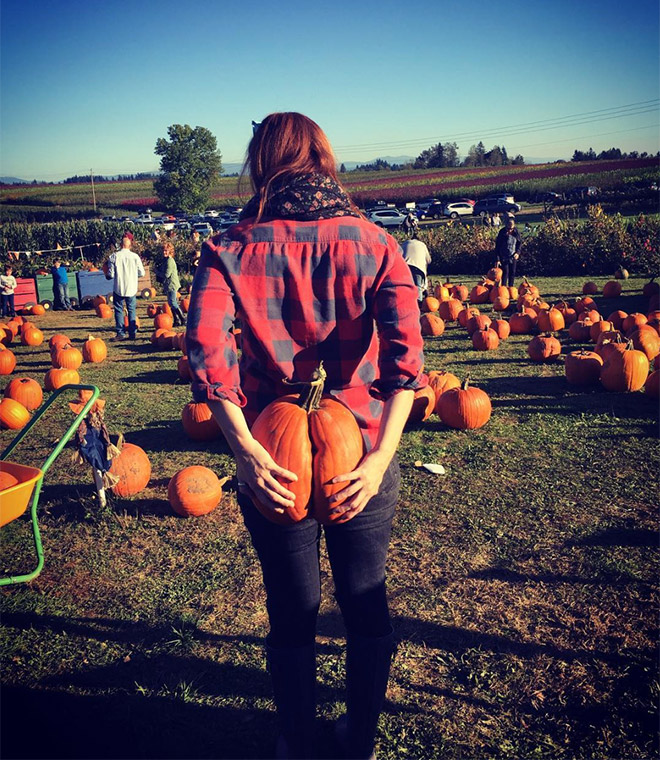 Hilarious butt-shaped Halloween pumpkin.