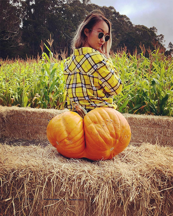 Hilarious butt-shaped Halloween pumpkin.