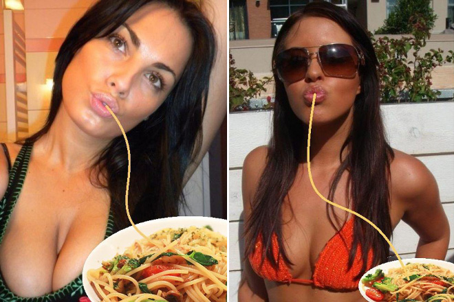 Duckface selfies fixed with spaghetti.