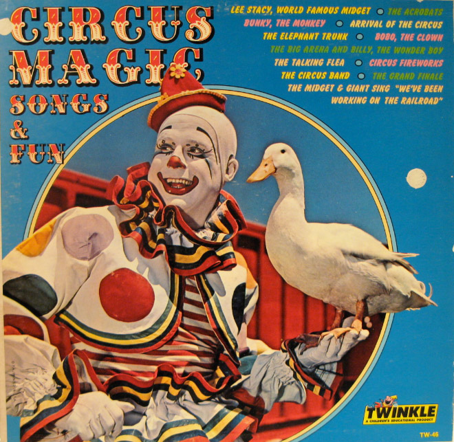 Creepy vintage clown album cover.