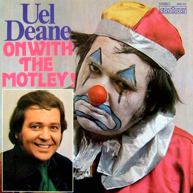 Creepy vintage clown album cover.