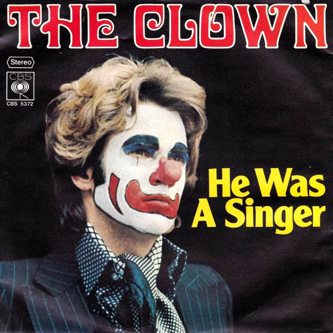 Creepy vintage clown album cover.