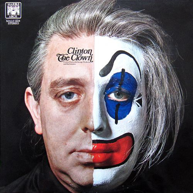 Creepy vintage clown album cover.