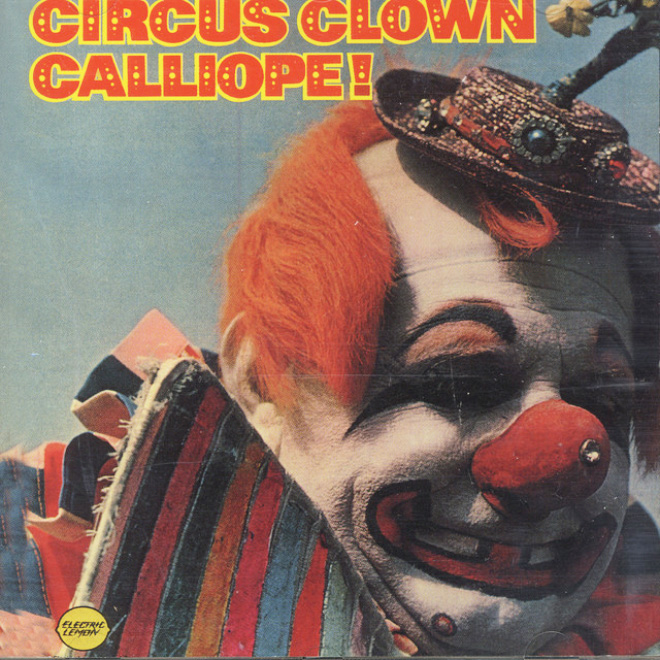 Creepy vintage clown album cover.