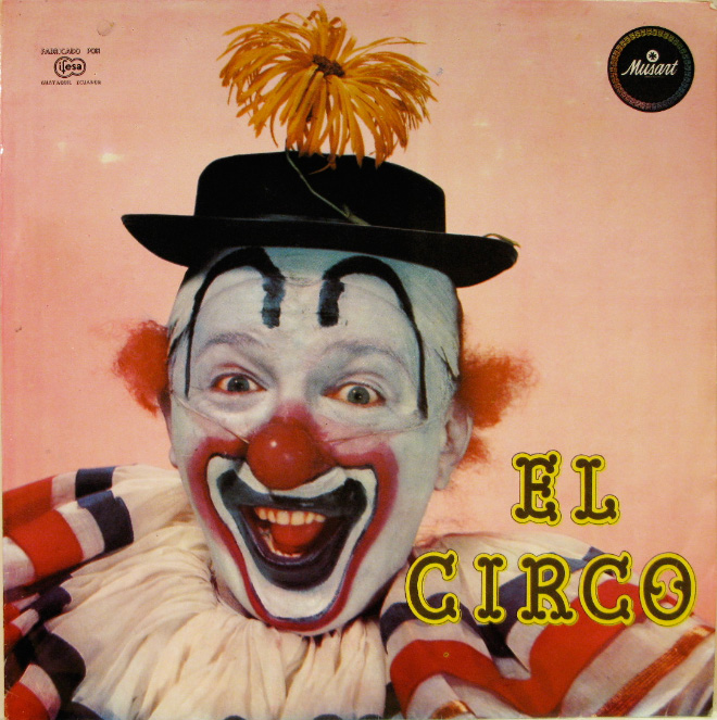 Creepy vintage clown album cover.