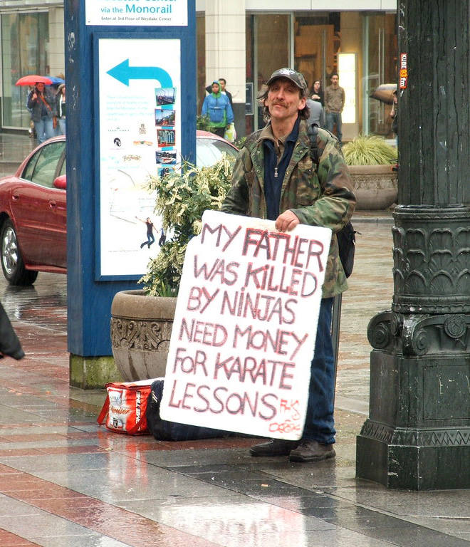 Hilarious homeless sign.