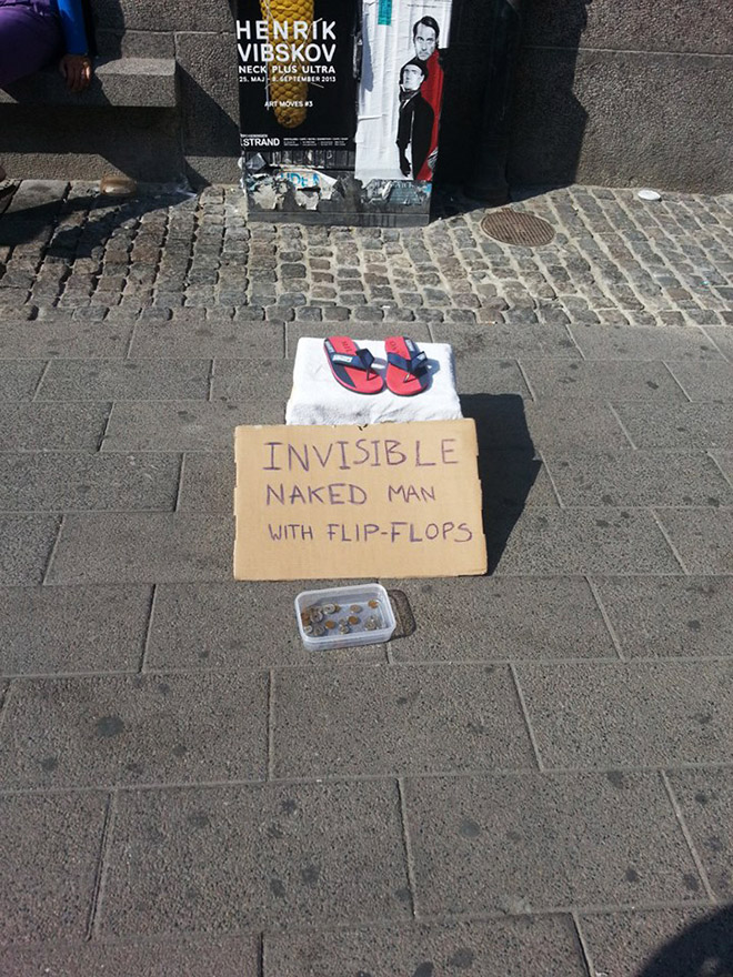 clever homeless people signs