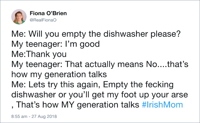 Funny tweet about teens.