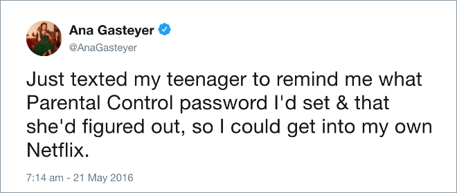 Funny tweet about teens.