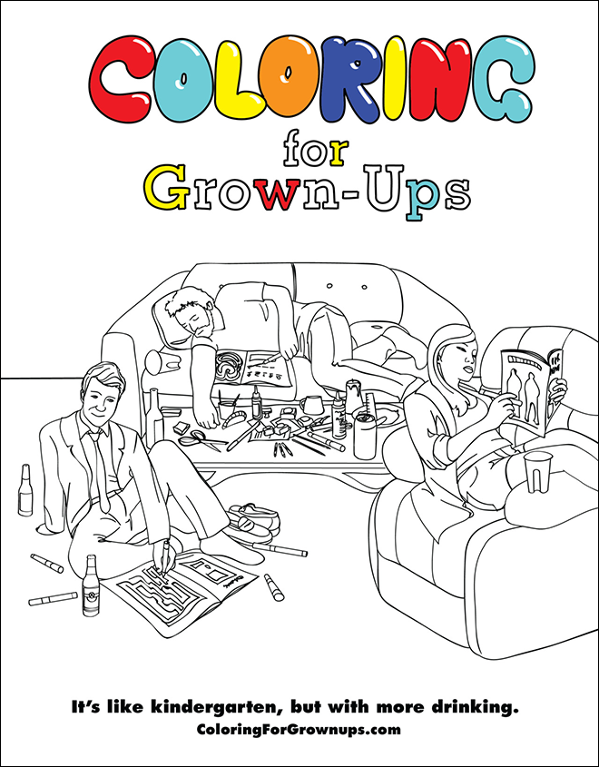 Page from the coloring and activity book grown-ups.