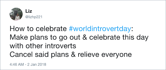 Funny introvert tweet.