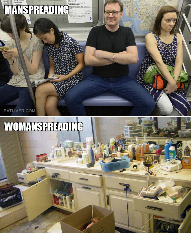 Manspreading vs. womanspreading.