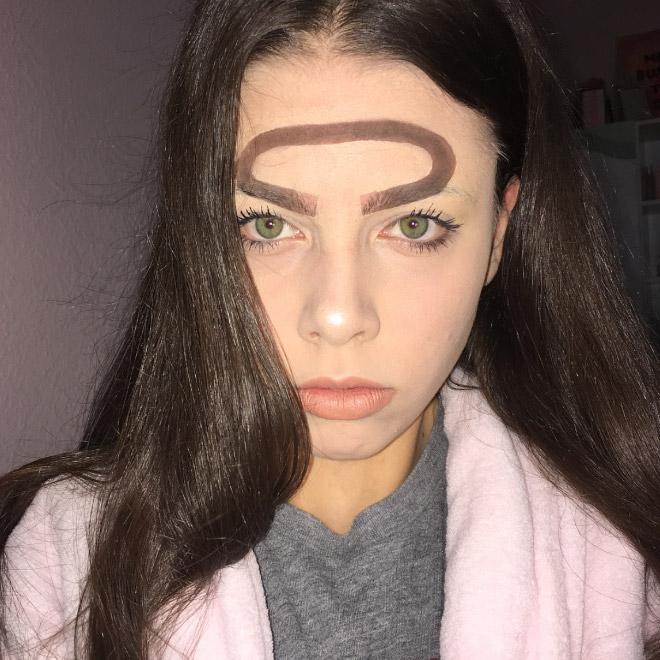 Why have two ordinary eyebrows when one weird eyebrow is enough? Right? Right? Wrong.