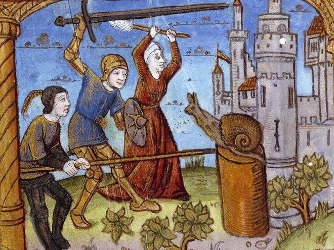 Knights really loved fighting snails in medieval books.