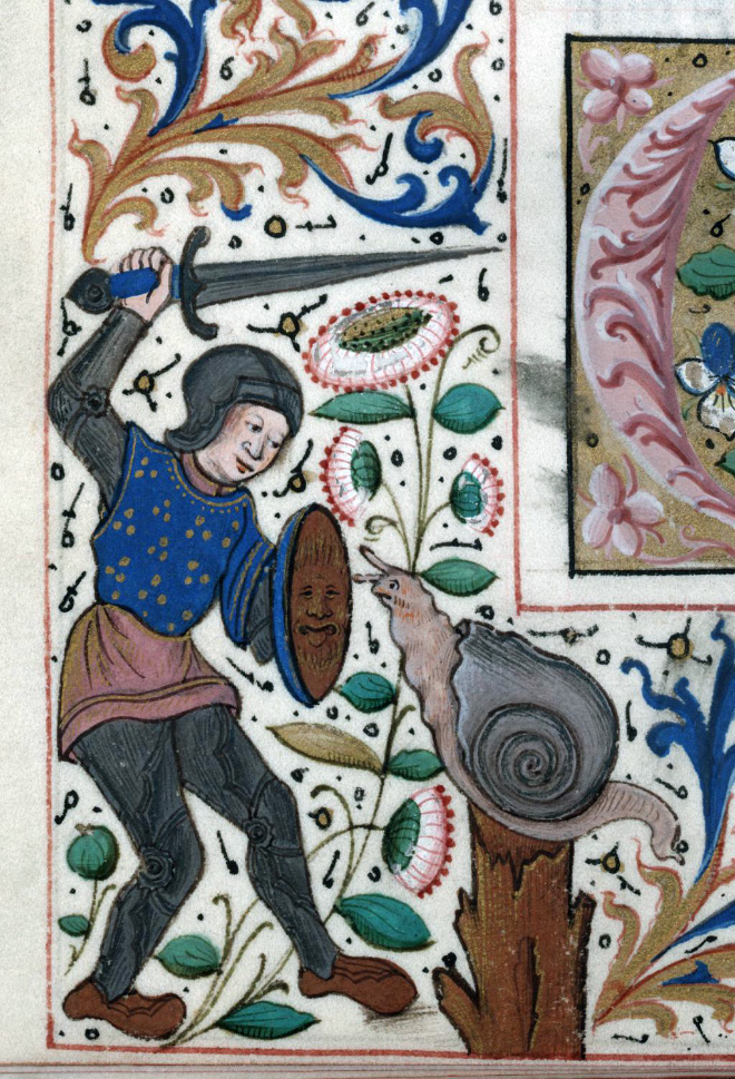 Knights really loved fighting snails in medieval books.