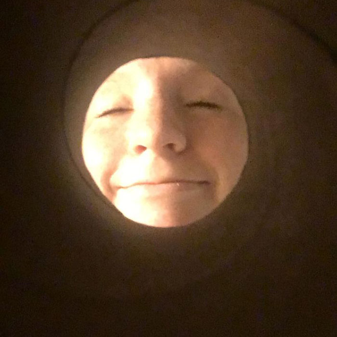 Taking a selfie through toilet paper roll will make you look like the Moon.