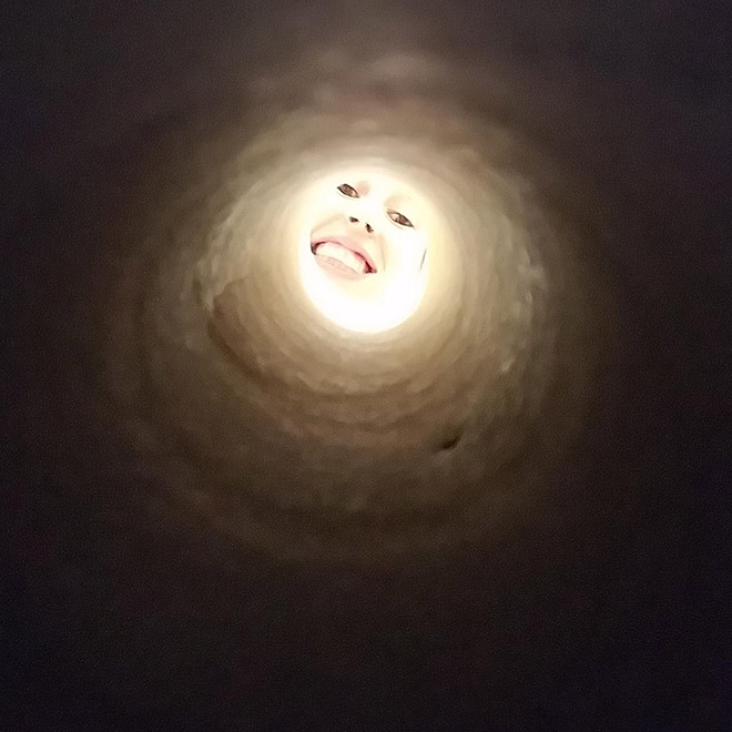 Taking a selfie through toilet paper roll will make you look like the Moon.