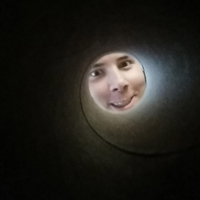 Taking a selfie through toilet paper roll will make you look like the Moon.