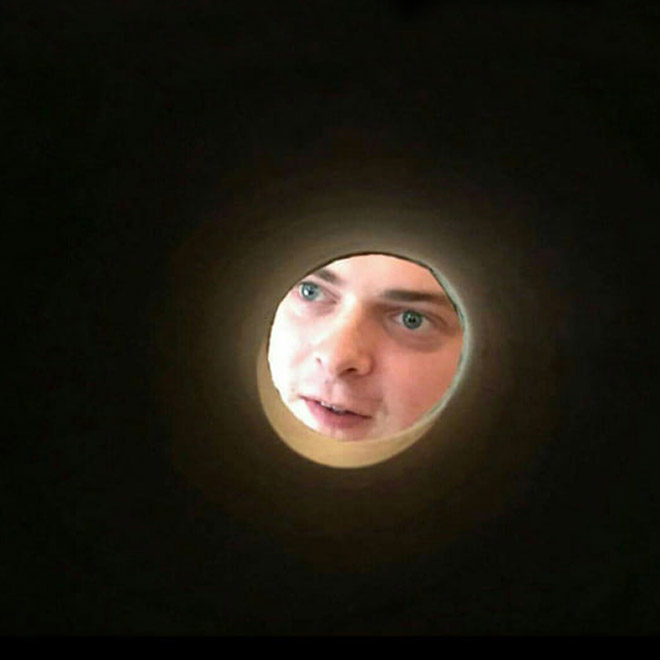 Taking a selfie through toilet paper roll will make you look like the Moon.