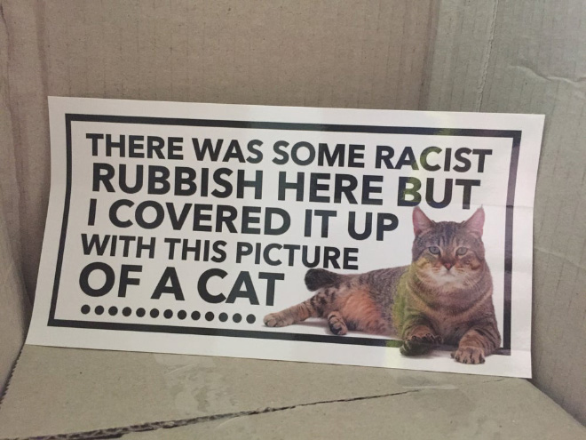 Funny way to fight racism.