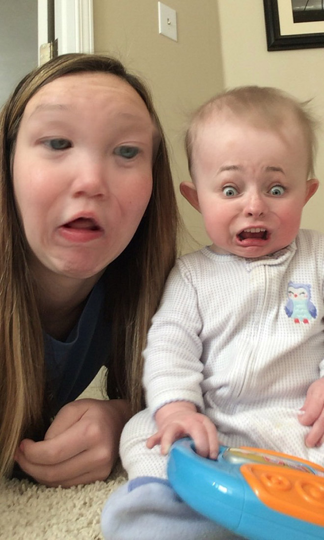 Face swap app used on a baby.