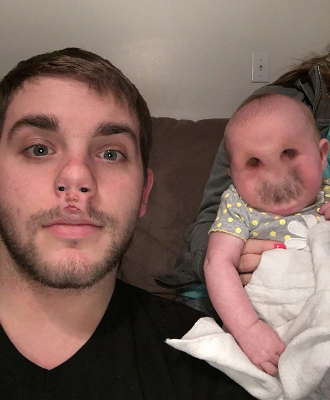 Face swap app used on a baby.