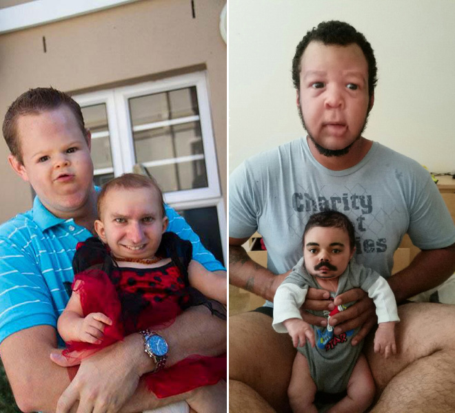 Face swap app used on a baby.