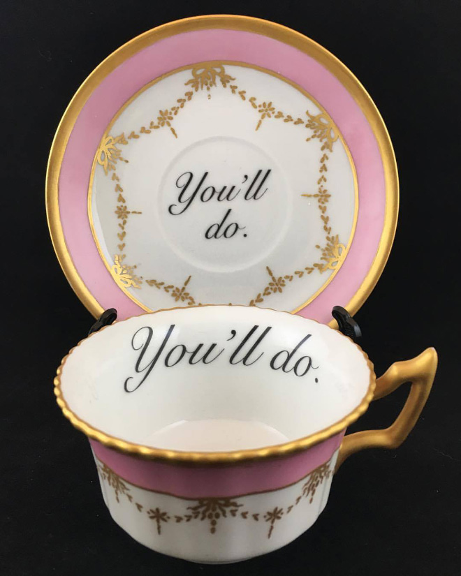 Funny rude teacup to insult your guests.