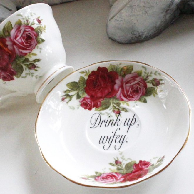 Funny rude teacup to insult your guests.