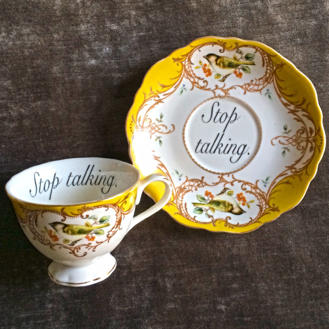 Funny rude teacup to insult your guests.