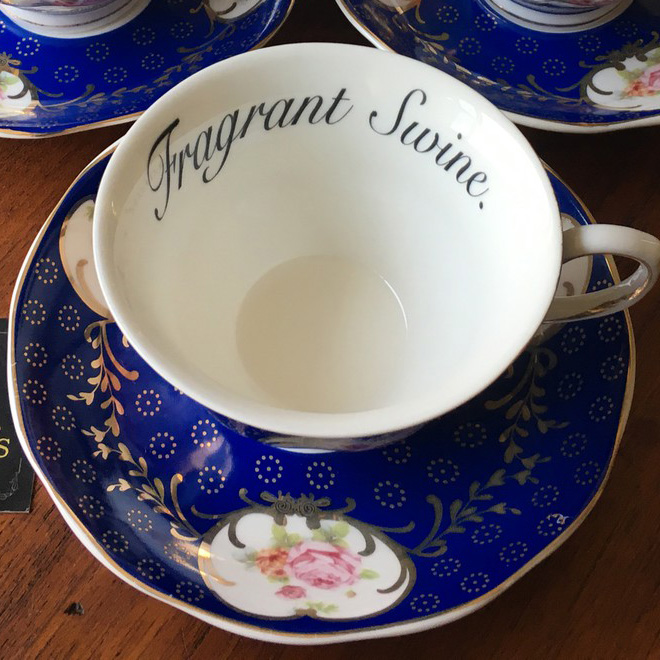 Funny rude teacup to insult your guests.