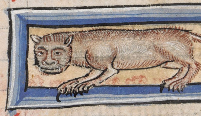 Ugly medieval painting of a cat.